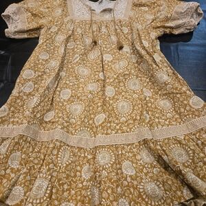 Old Navy Floral Dress in Mustard and Cream